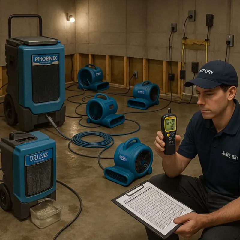 Structural Drying and Dehumidification process in Falconer, NY